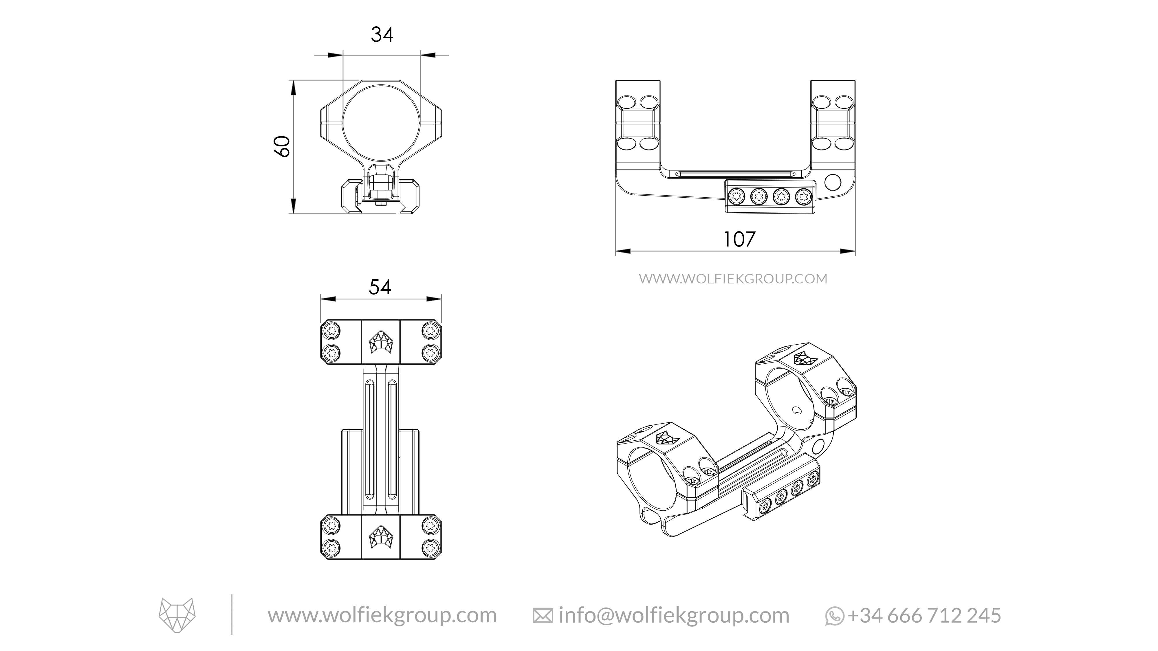 Wolfiek Group One-Piece Scope Mount - 34mm
